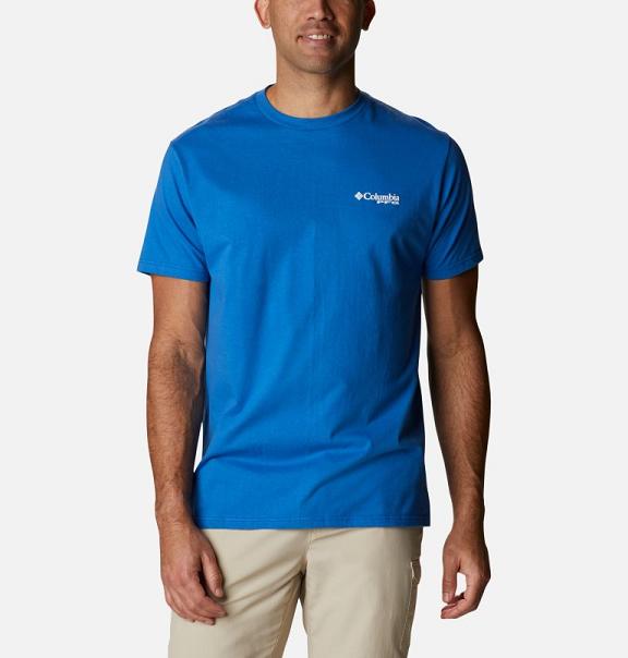 Columbia PFG T-Shirt Blue For Men's NZ73641 New Zealand